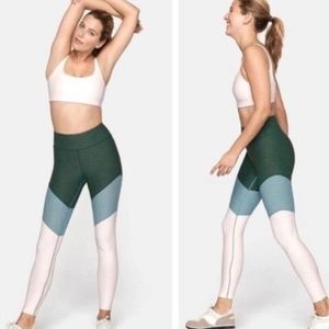 Outdoor Voices Spring 7/8 Leggings Size Small Hunter Green Light Pink Tricolor